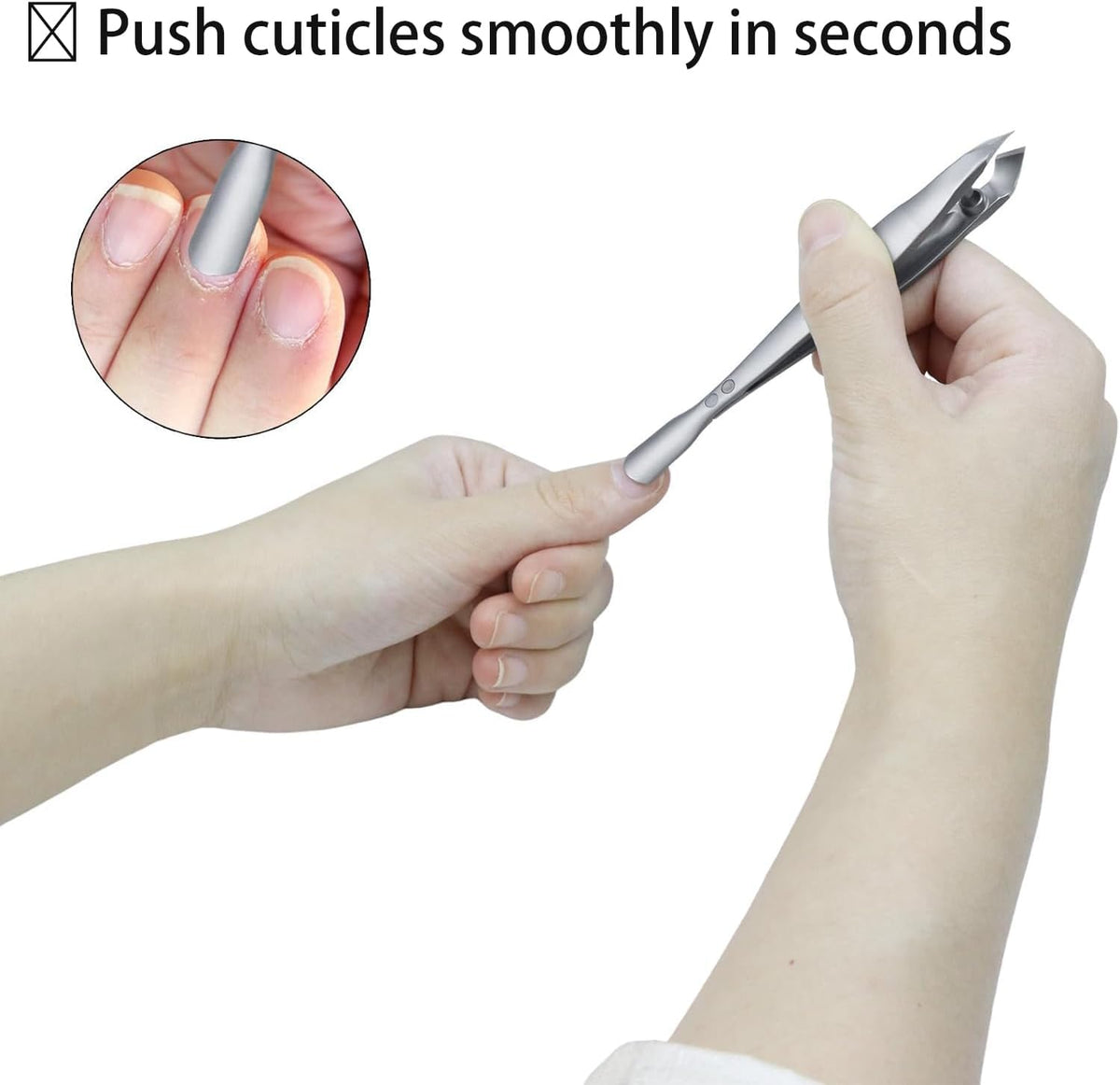 Tweezers-Style 2-in-1 Cuticle Trimmer & Pusher - Surgical-Grade Stainless Steel, Compact Portable