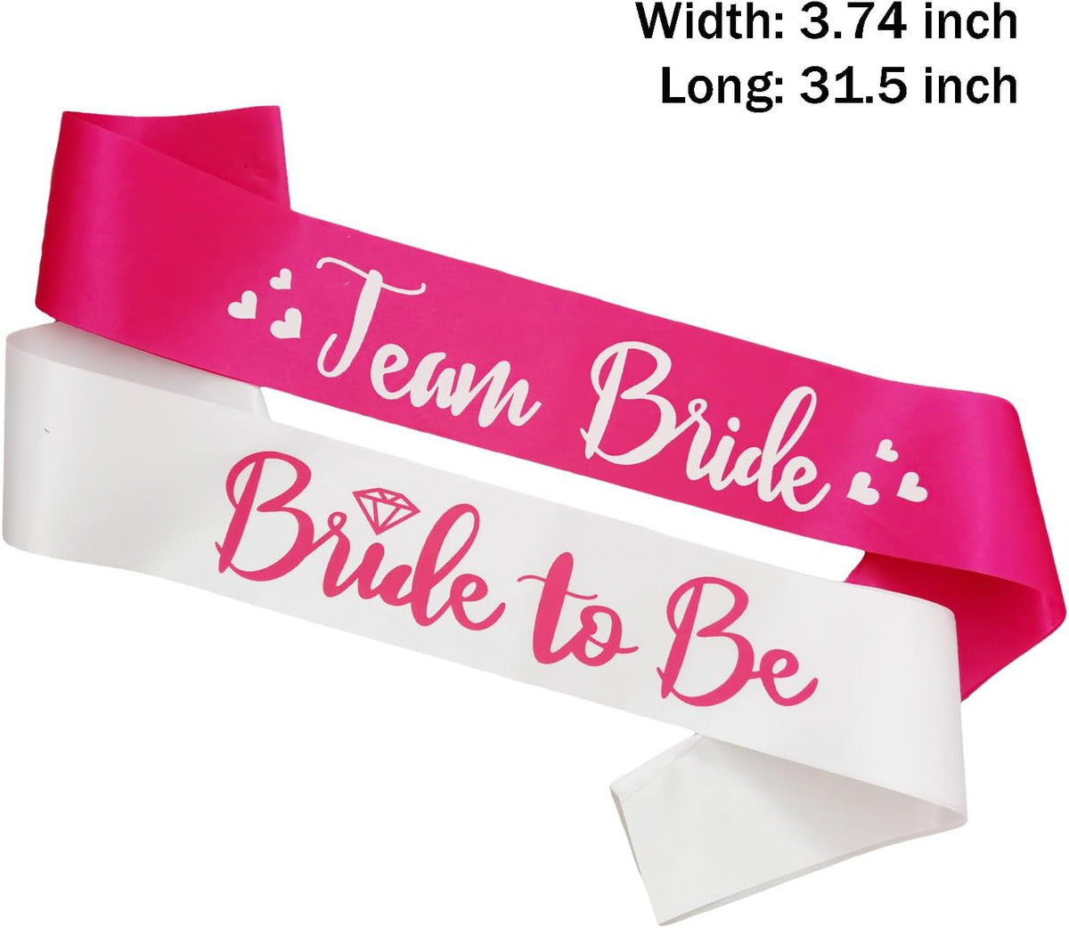 7 Pack Bachelorette Sashes Hot Pink, 1 White Bride to Be Sash and 6 Team Bride Sashes Bridal Shower