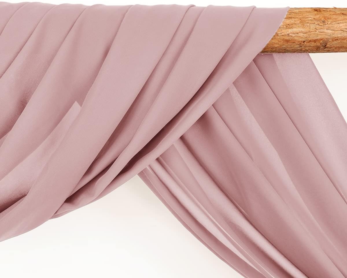 Wedding Arch Draping Fabric 2 Panels 30'' x 18FT Dusty Rose Sheer Chiffon Arch Drapery for Photo