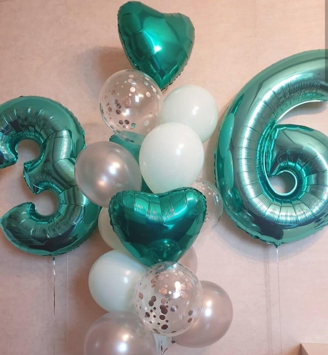 Large 40 Inch Teal Blue 3 Number Balloon, 3 13 23 30 33 36 38 Teal Blue Birthday Party Decorations