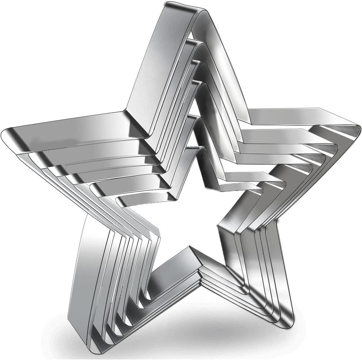 6 Pieces Star Cookie Cutters Set - Stainless Steel Five-Pointed Shaped Cutter, Biscuit Molds