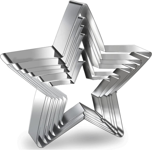 6 Pieces Star Cookie Cutters Set - Stainless Steel Five-Pointed Shaped Cutter, Biscuit Molds