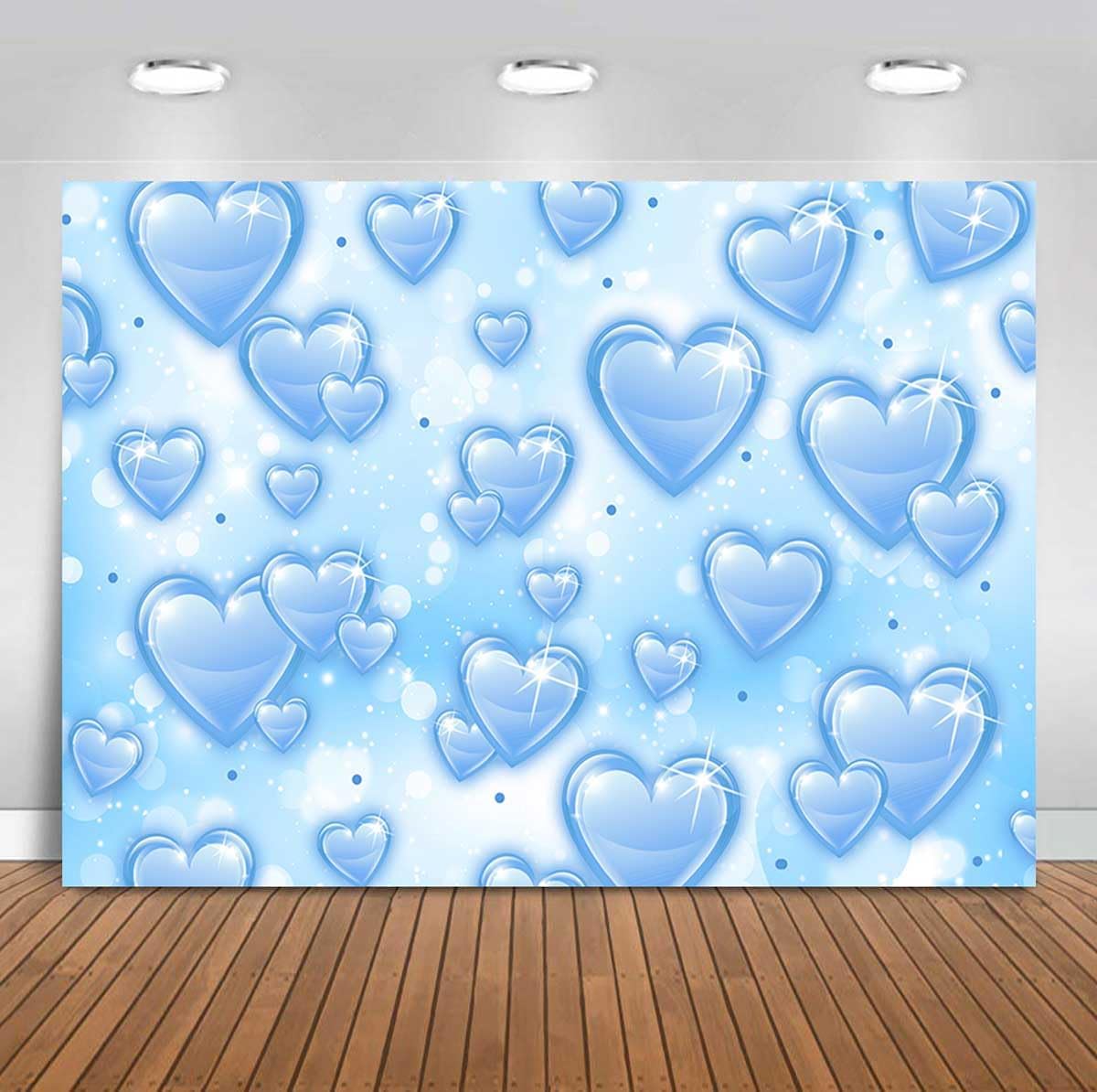 Sensfun 10x7ft Light Blue Heart Backdrop Early 2000s Party Decorations Old School Backdrops