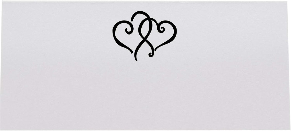 Linked Hearts Place Cards, Black (Choose Color), Set of 150, Pre-cut and Scored - Wedding, Party