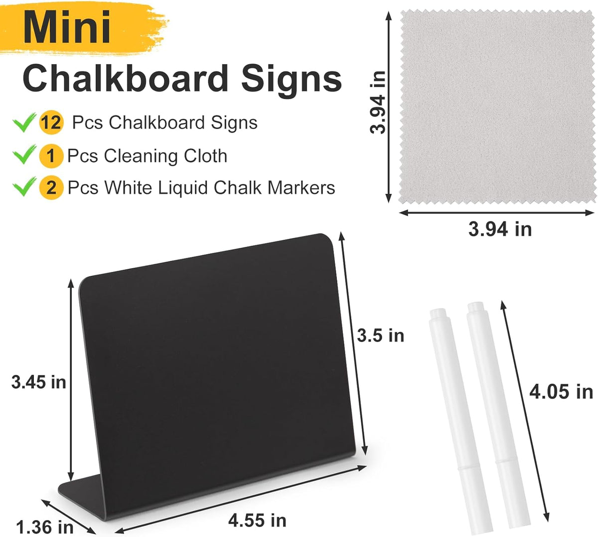 12 Pcs 4"x3" Mini Chalkboard Signs for Food, Reusable PVC Food Labels, Reserved Table Signs for