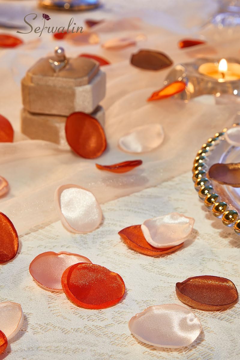Serwalin 300Pcs Silk Rose Petals Artificial Flower Petals for Weddings Fake Rose Orange Petals