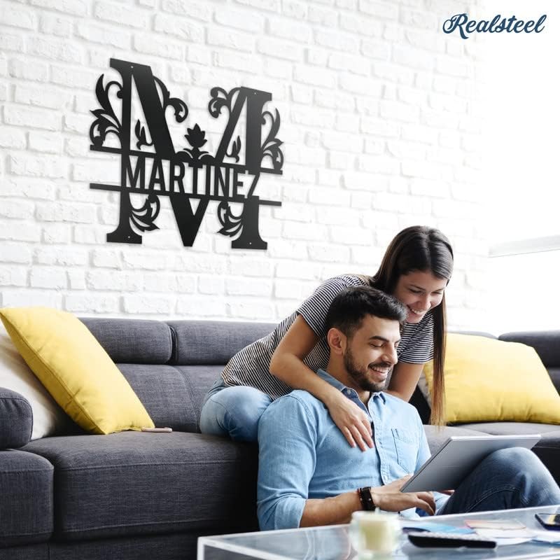 RealSteel Metal Split Letter Monogram – Personalized Last Name Sign for Home & Outdoor Décor