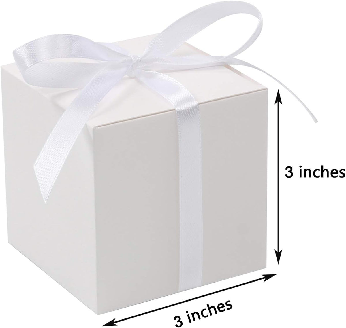 COTOPHER 60pcs Wedding Favor Boxes, Paper Gift Boxes 3x3x3 Inches Small Gift Boxes with Ribbons