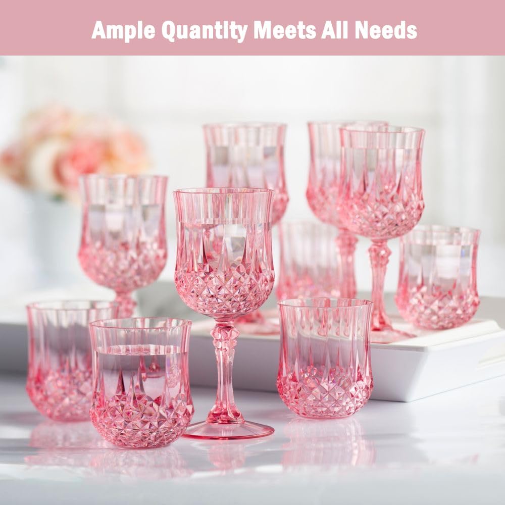 Plastic Wine Glasses，Plastic Goblets Vintage Style Cordial Drinking Glasses for Wedding Reception