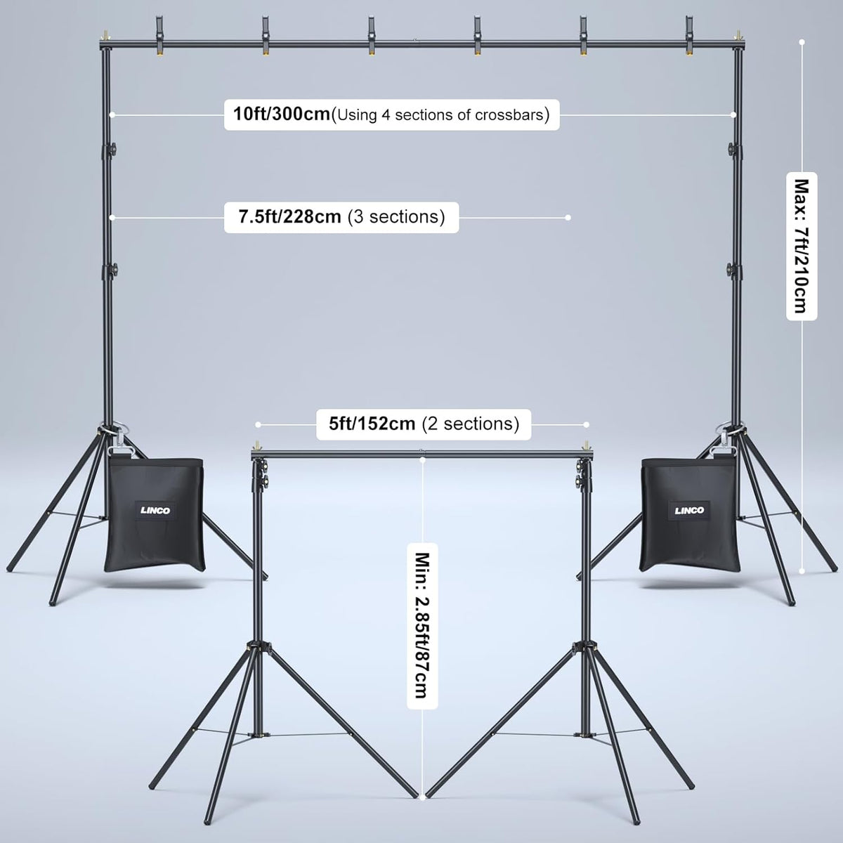 LINCO Backdrop Stand for Parties Kit 10x7 ft Adjustable Back Drop Photography Studio Photo