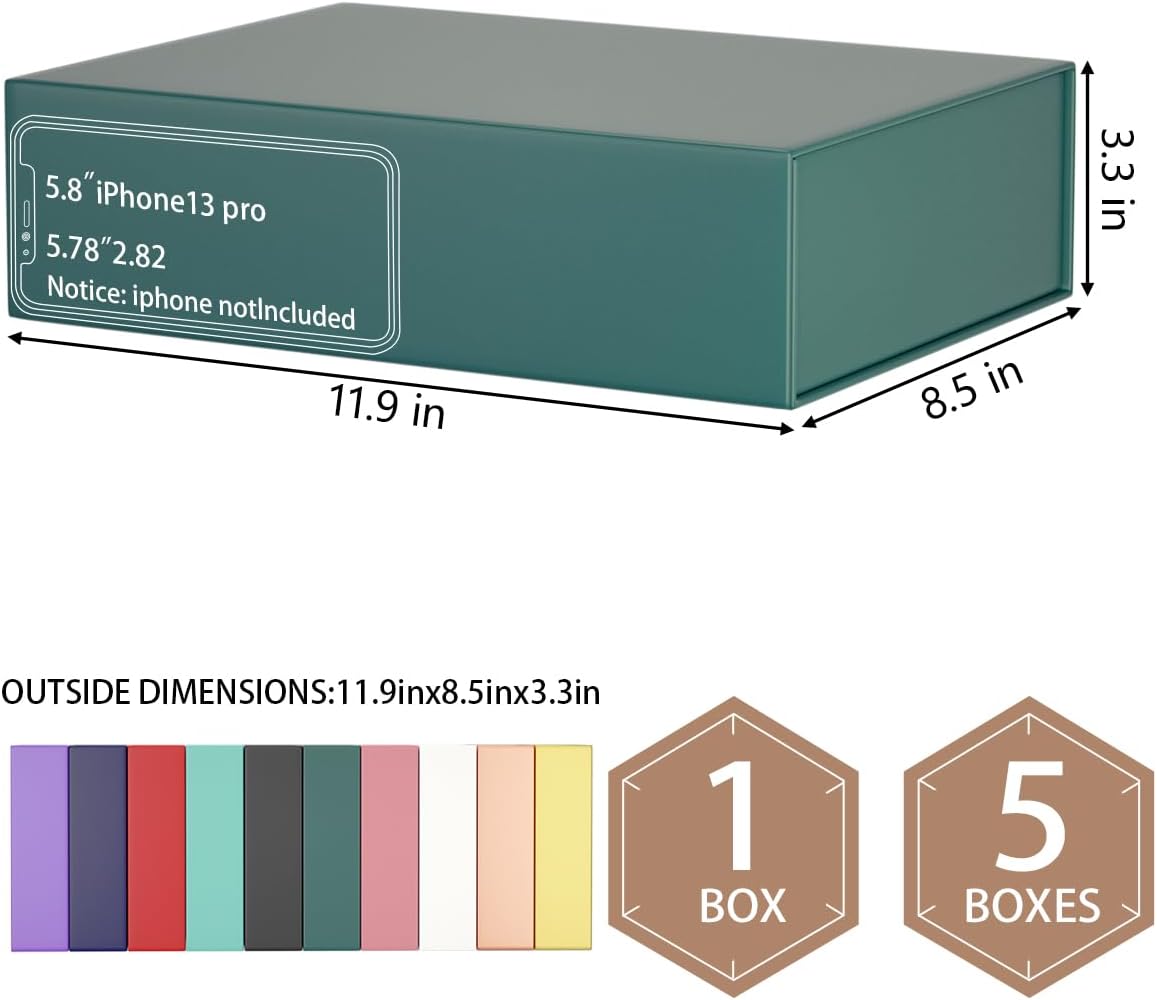 Green Gift Box 11.9" x 8.5" x 3.3" with Magnetic Closure Lid Gifts Boxe for Presents,Bridesmaid