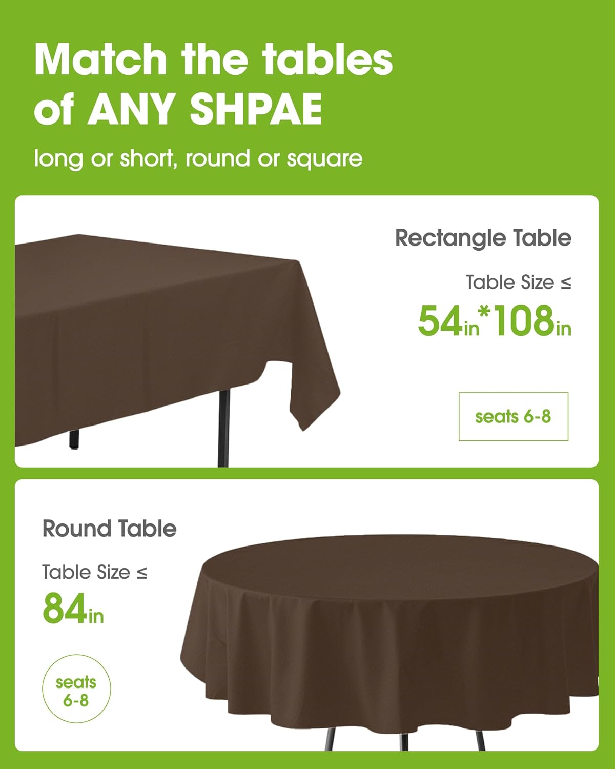 Pureegg Plastic Table Cloth Disposable 10 Pack, 54 x 108 Inch Table Cloths, Party, Thanksgiving