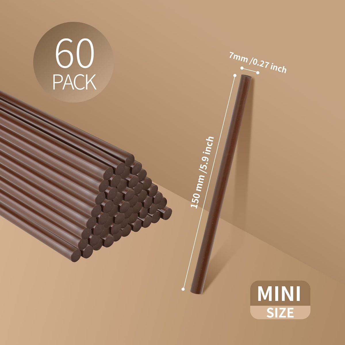 MATUFF Brown Hot Glue Sticks Mini 0.27" x 5.9 inches, Hot Melt Mini Colored Glue Sticks for All