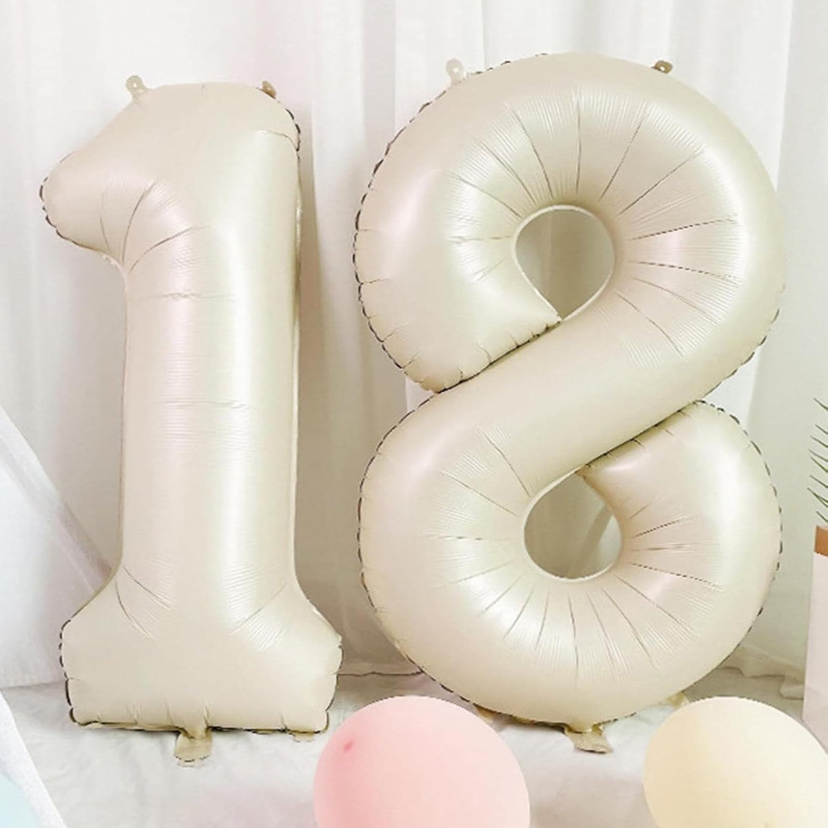 40 Inch Cream White Number 8 Balloon Mylar Big Foil Helium Number 8 18 28 38 48 58 68 88 Balloon