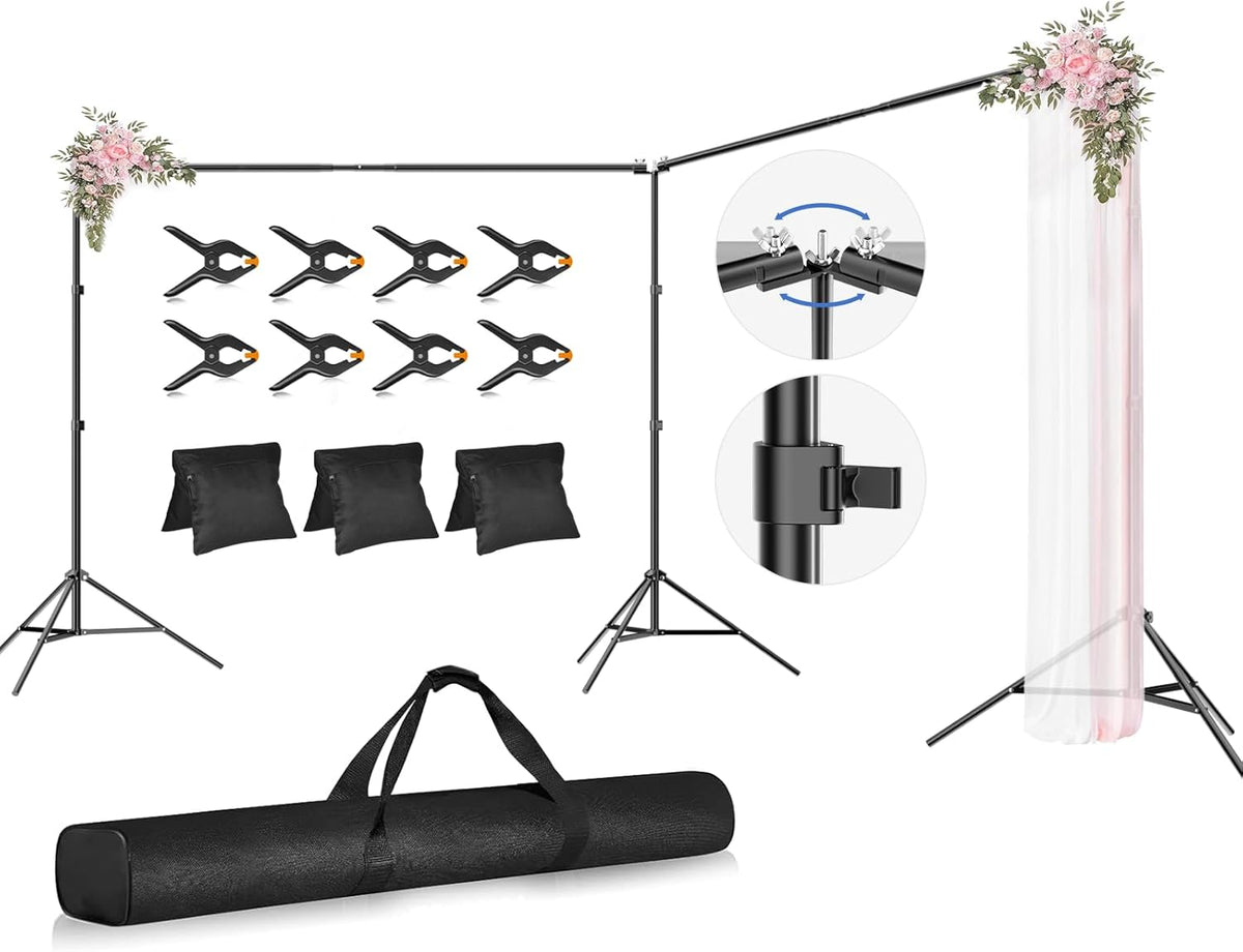 Photo Video Studio Large 20x7ft Adjustable Backdrop Stand, Photography Background Support System