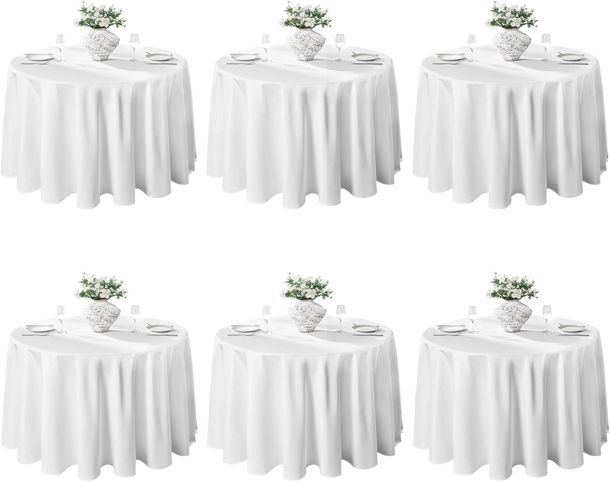 VidaFete 6 Pack 90inch Round Tablecloth Polyester Table Cloth，Stain Resistant and Wrinkle Polyester