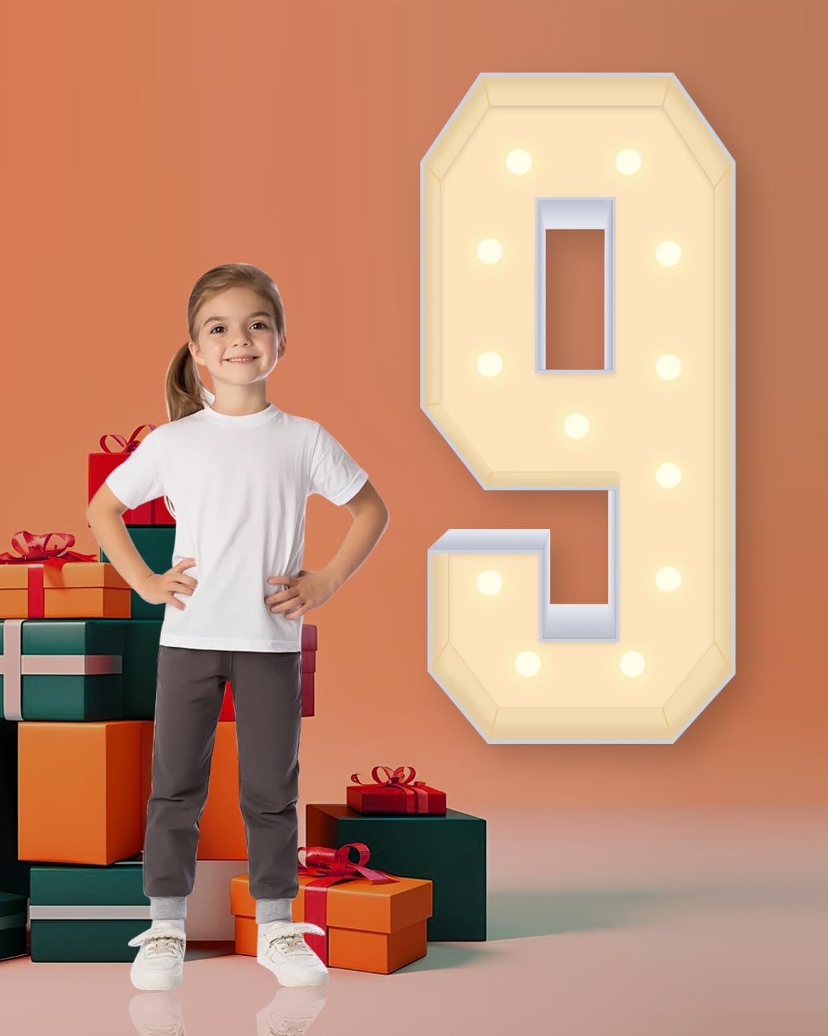 4FT Plastic Marquee Numbers 9 - Light up Numbers Are Made from Corrugated Plastic Board - Quick