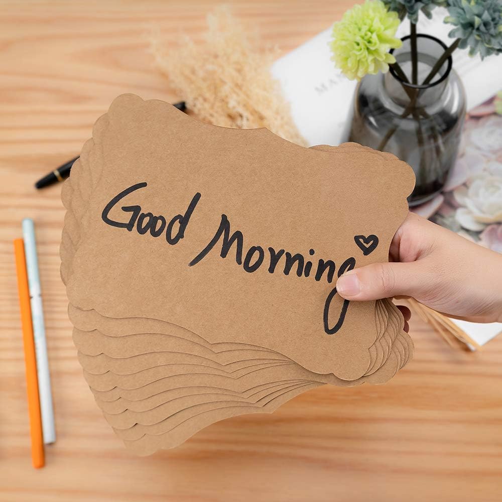 50 Pack Blank Kraft Cards Cardstock Thick Paper Brown Greeting Cards for DIY Gift Card Menus, Baby