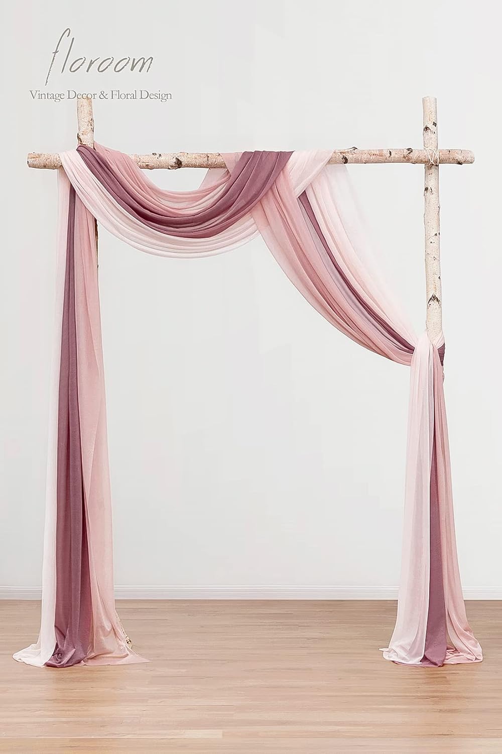 Floroom Wedding Arch Draping Fabric 3 Panels 20Ft Chiffon Fabric Drapes Arbor Drapery Wedding