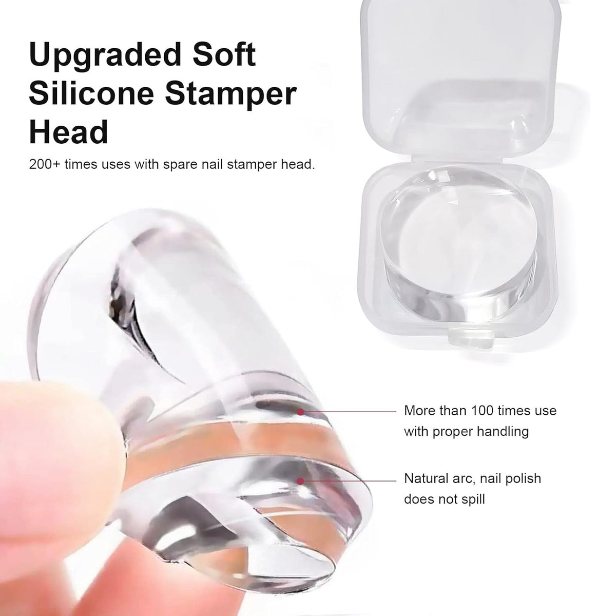 Nail Art Stamper Clear Silicone Nails Stamping Jelly with Scraper Transparent Visible Body DIY