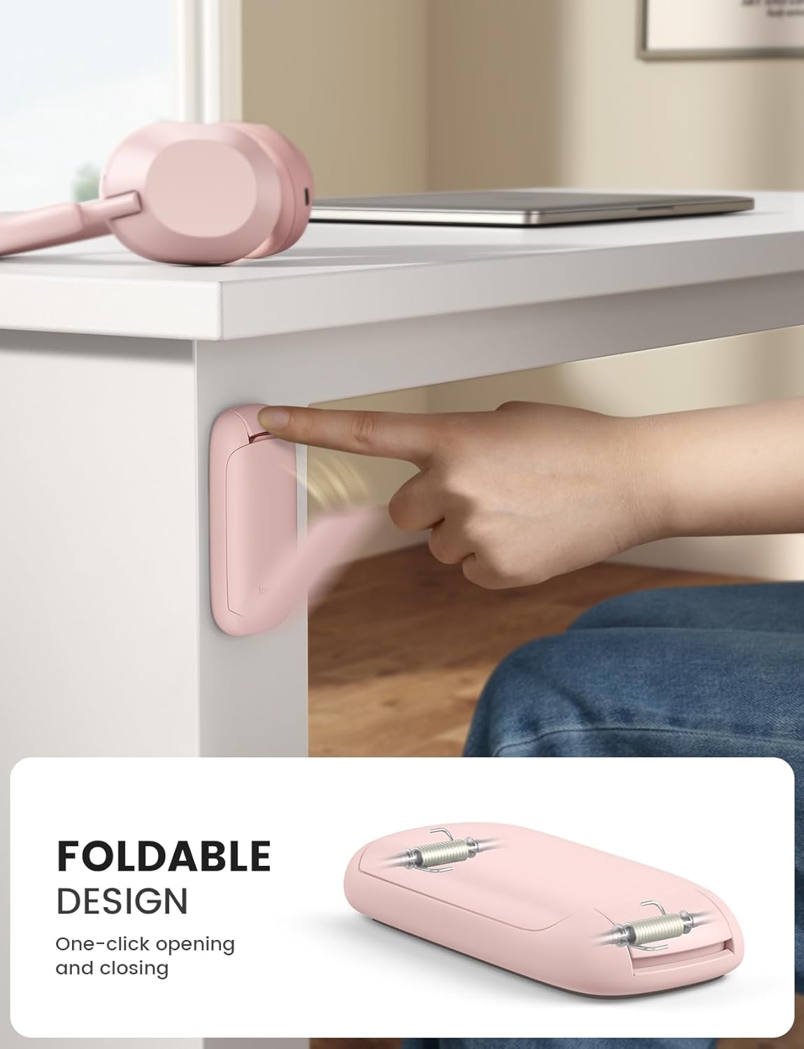 Lamicall Headphone Stand, Sticky Headset Holder - Foldable Headphone Holder Hook Mount, Adhesive