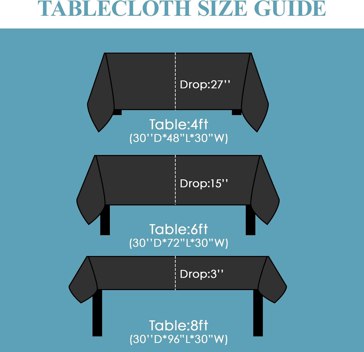 VidaFete Tablecloth 60 * 102inch 6 Pack Rectangle Table Cloth Polyester, Stain Wrinkle Resistant