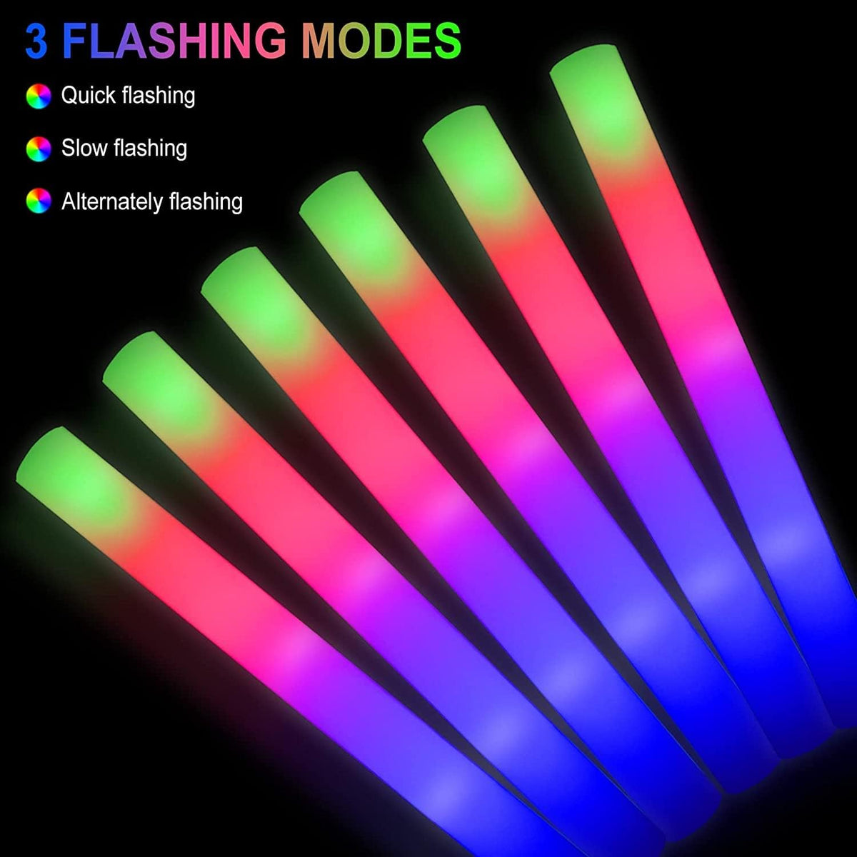 30 Pieces Led Foam Sticks - Flashing Glow Sticks Party Supplies Light Up Baton Wands for Kids