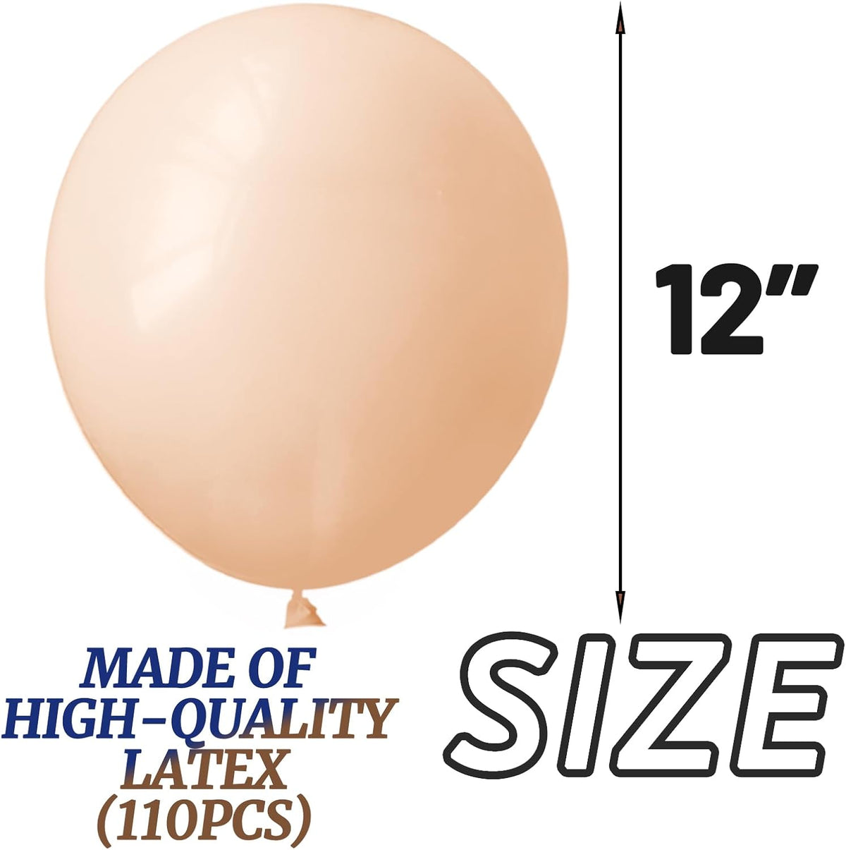 110pcs Nude Balloon 12 inch, Beige Latex Balloons for Birthday Party Baby Shower Wedding(with 2