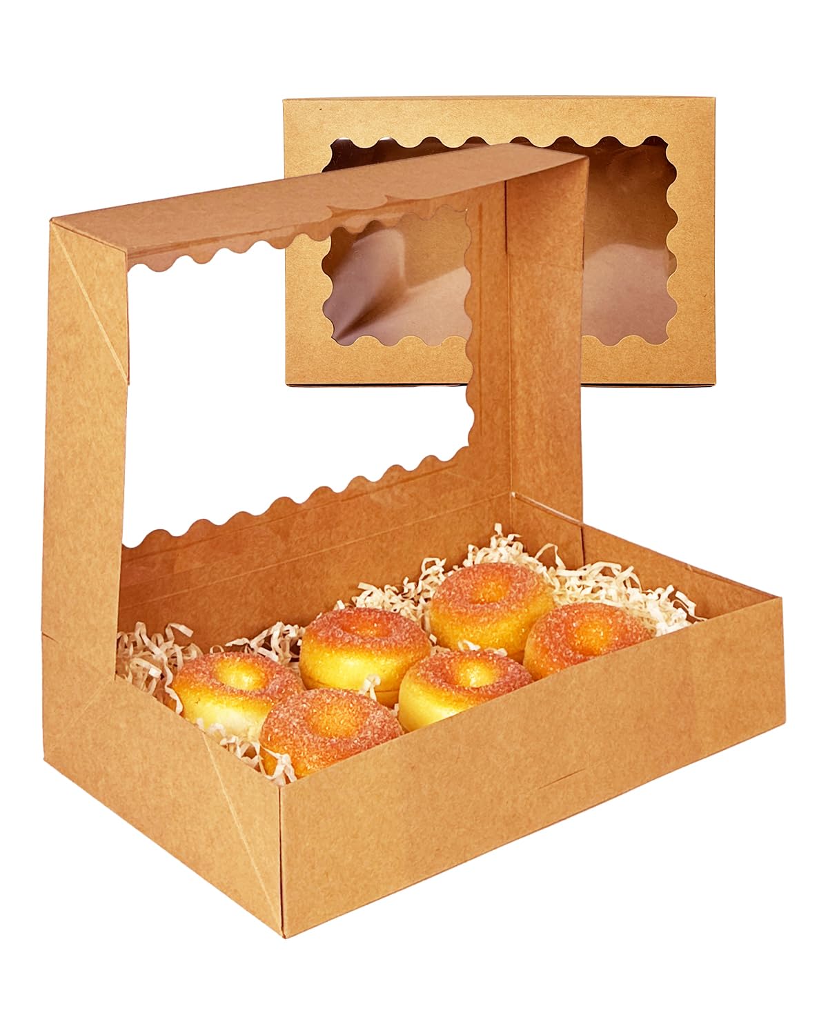 qiqee Auto-pop up Brown Cookie Box with Window 12x8x2.5 inch 32 Packs Two Uses One Second Folding