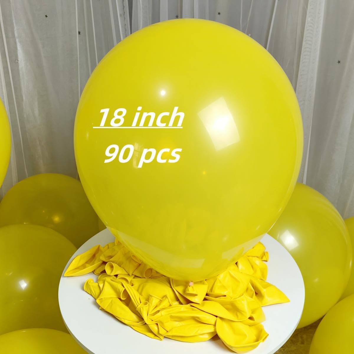 90 Pack Yellow Balloons 18 inch Yellow Latex Big Balloons for Party Decorations and Events