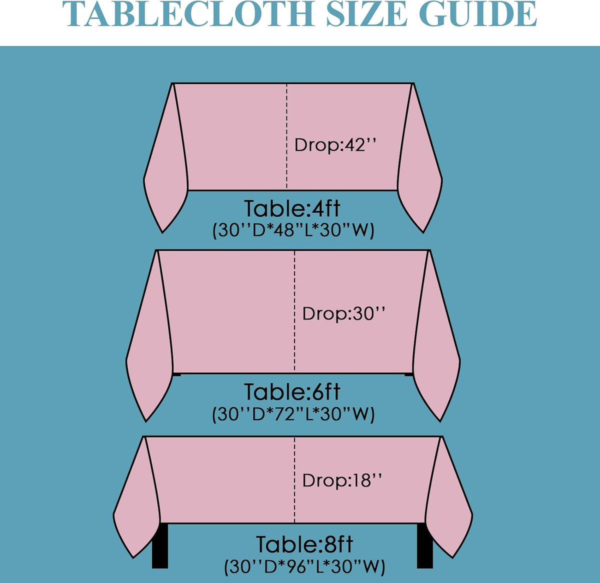 VidaFete Tablecloth 6 Pack 90 * 132inch Rectangle Table Cloth Polyester, Stain Wrinkle Resistant