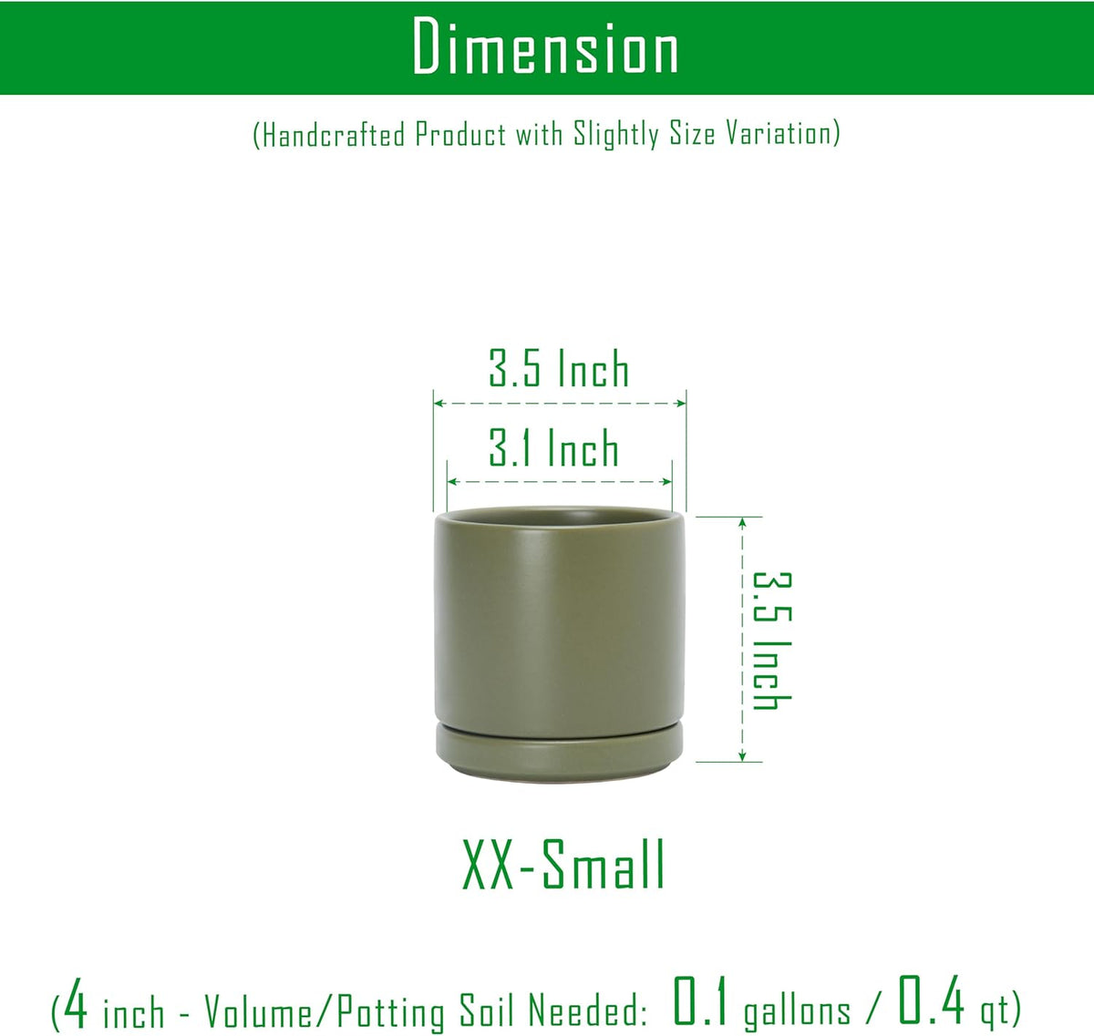 D'vine Dev Set of 4 Small Ceramic Plant Pots, 3.5 Inch Succulent Planter Pot for Plants with