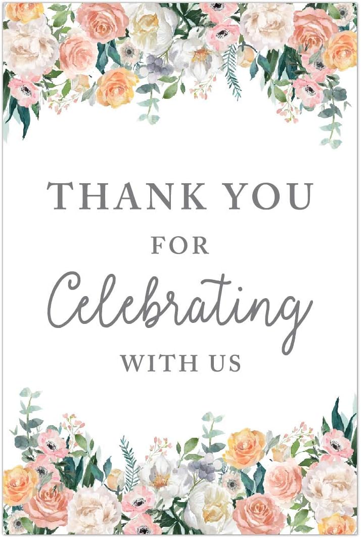 Andaz Press Extra Large Wedding Easel Board Party Sign, 12x18-inch, Peach Coral Floral Flowers