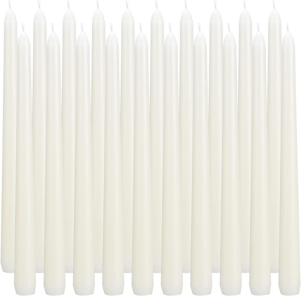 20 Ivory 10 Inch Unscented Smokeless Taper Candles with Cotton Wick, 7+ Hours of Long Lasting Burn