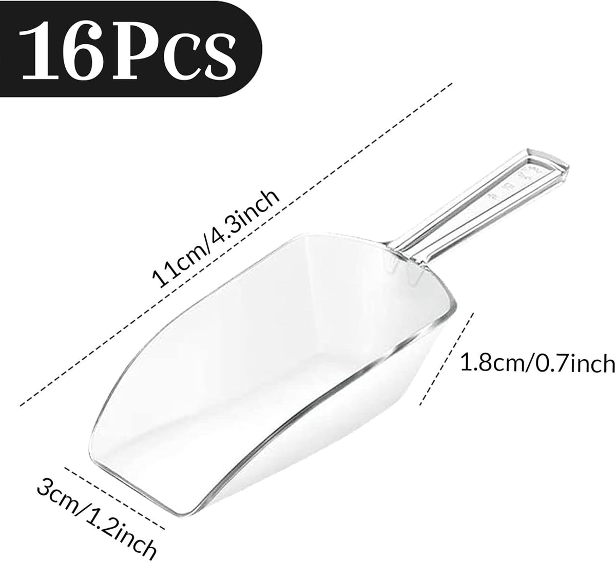 Hestya 16 Pcs Christmas Multi Purpose Clear Plastic Scoops for Candy Buffet Acrylic Kitchen Ice