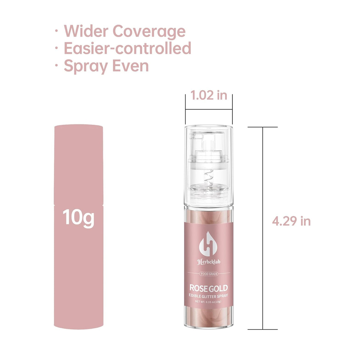 Rose Gold Edible Glitter Spray 10g Herbeklab Edible Rose Gold Glitter for Cakes Food Grade Drink
