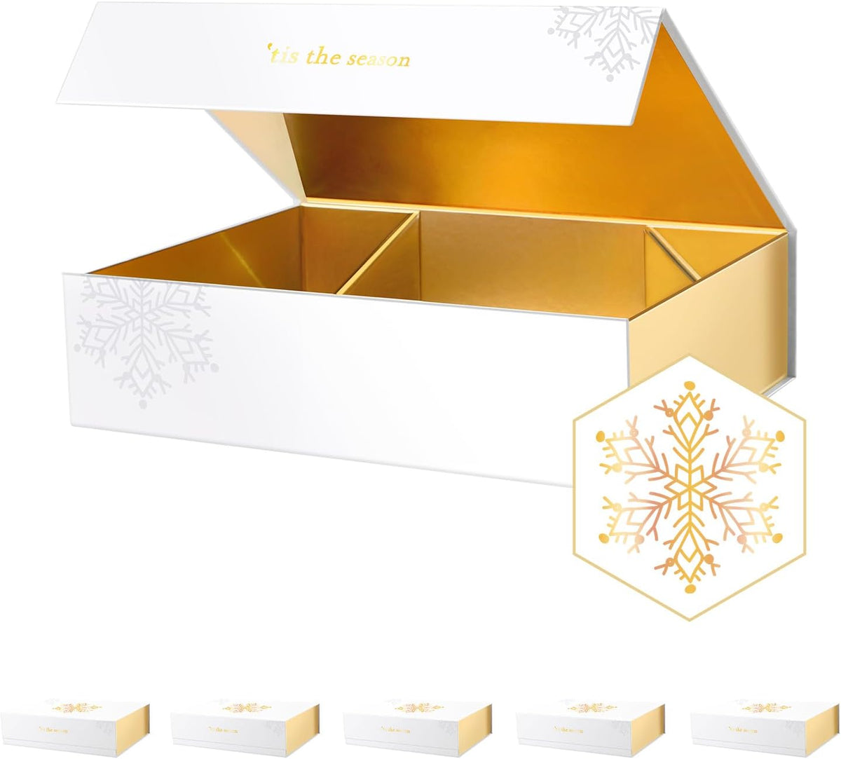 PACKHOME 6 Christmas Gift Boxes 13x9.7x3.4 Inches, Large Gift Boxes with Lids, Sturdy Shirt Boxes