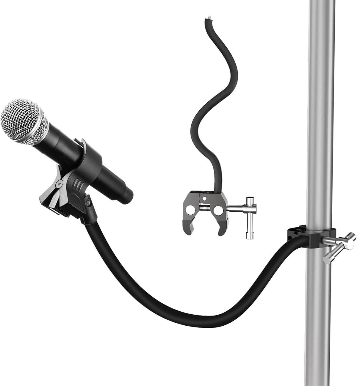 Gooseneck Microphone Stand,19.69" Flexible Adjustable Arm Super Crab Clamp Mic Clip 3/8"-16 to