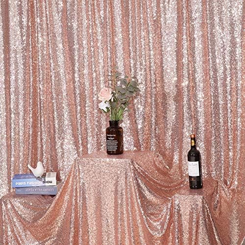 Eternal Beauty Rose Gold Sequin Backdrop, 6x8 Ft Glitter Background Curtains for Shimmer