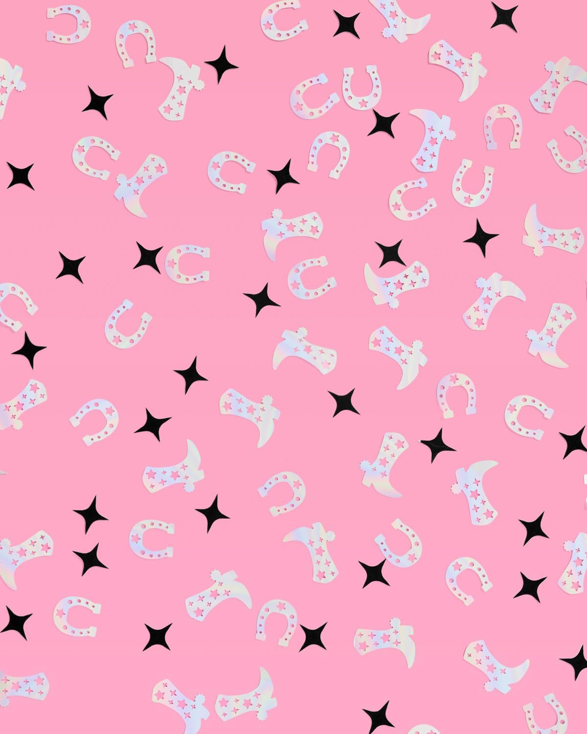 xo, Fetti Black + Iridescent Western Confetti - 200 pc | Rodeo Bachelorette Tablescape, Ranch
