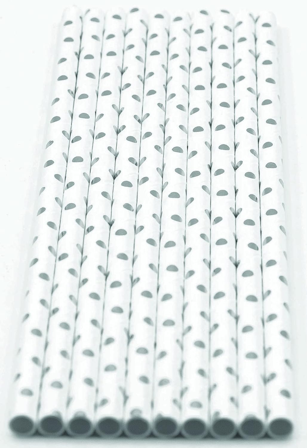 Pack of 900 Silver Polka Dot Foil Biodegradable 4-Ply Paper Drinking Straws (Compostable