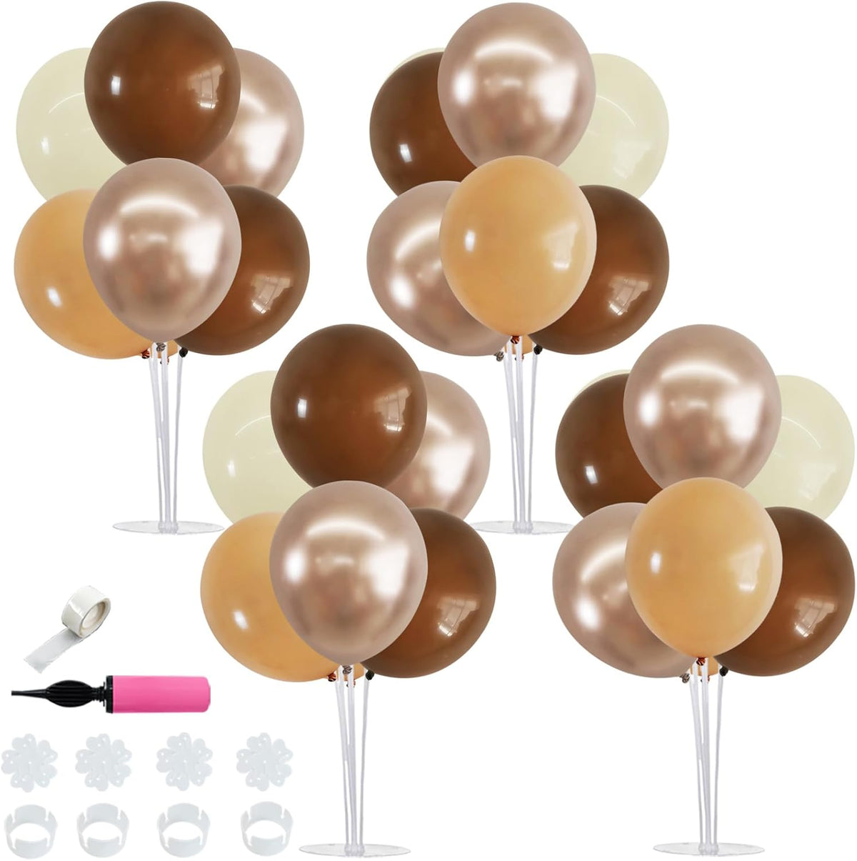 TONIFUL 4 Set Brown Champagne Gold Balloon Stand Centerpiece Table Decorations for Baby Shower