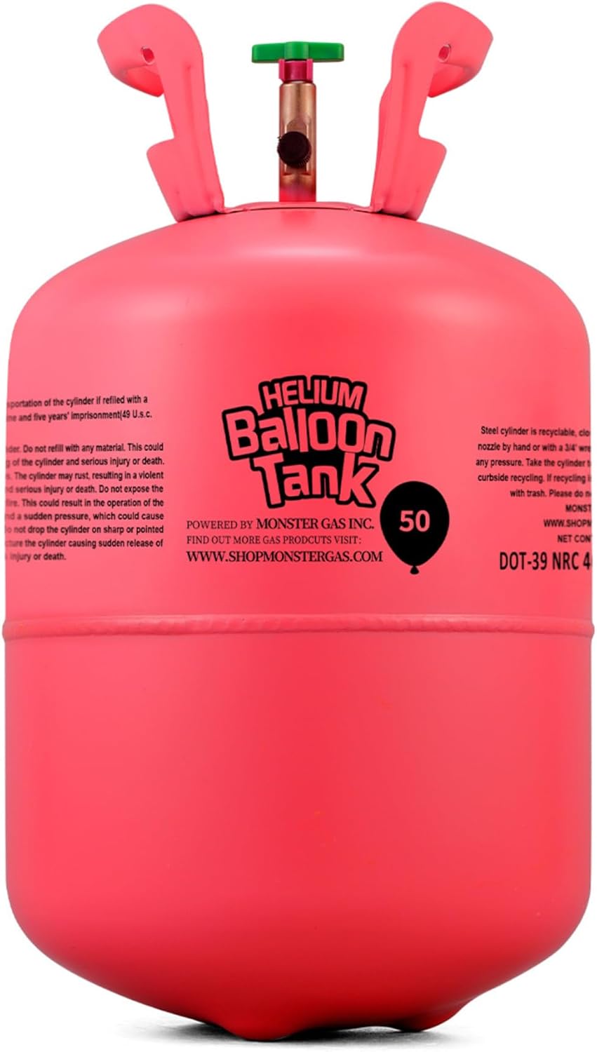 13L Helium Tank for Balloons at Home, Premium 99.99% Pure Helium Gas Kit, Inflates 50 9“Latex