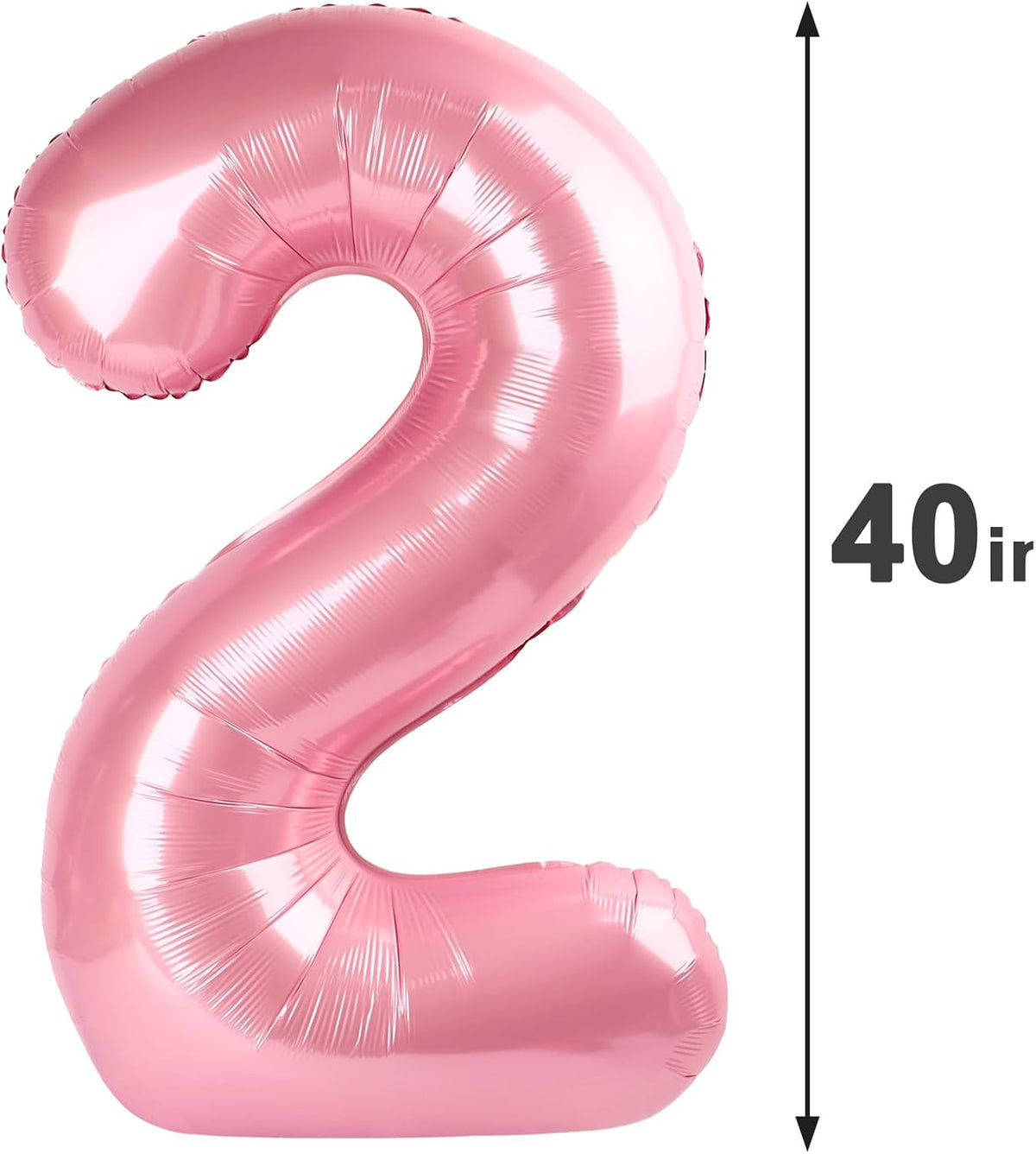 40 Inch Big Pearlescent Pink Number 2 Balloon Birthday Decoration, Number 2 Helium Balloon 12 20 22