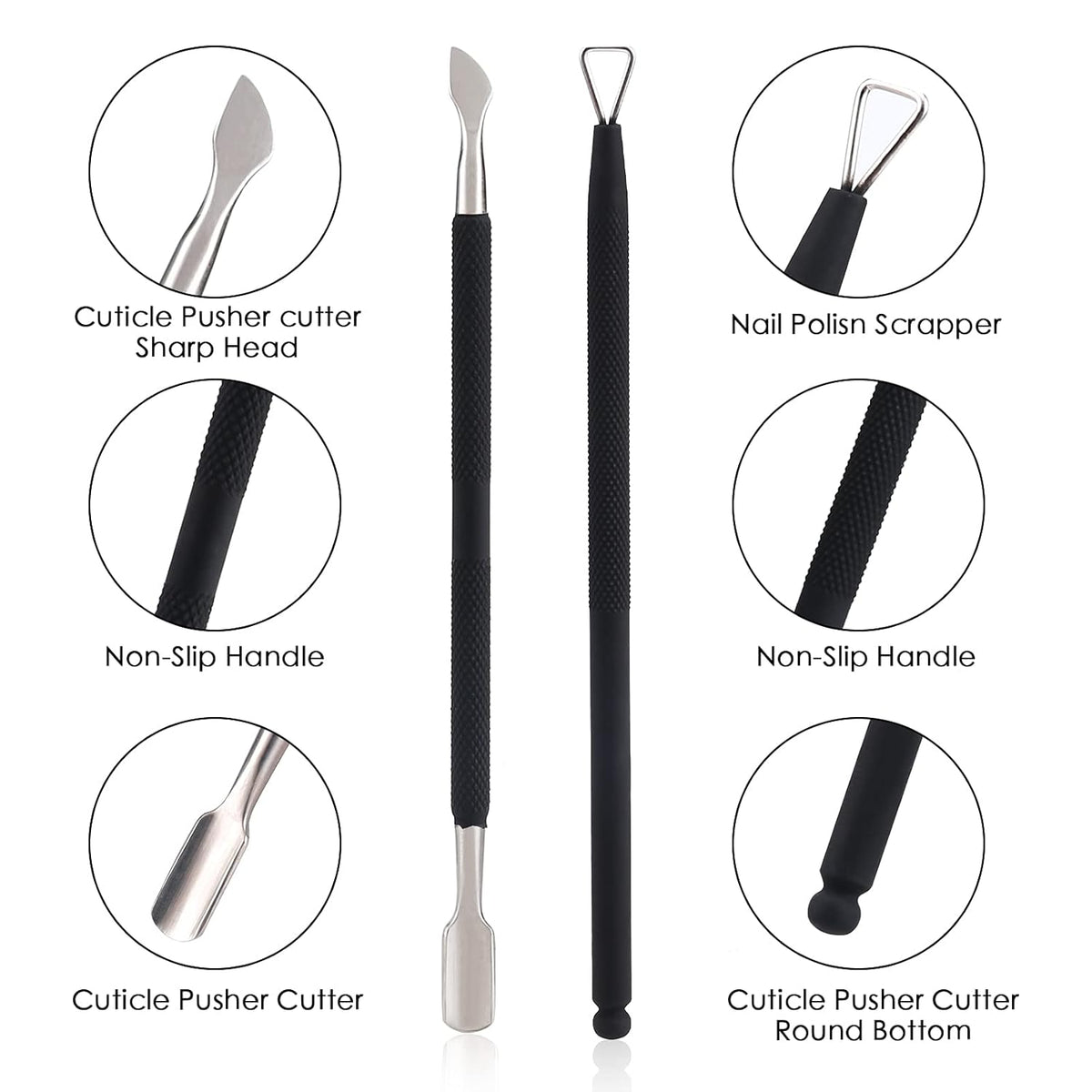 YINYIN Professional Cuticle Trimmer with Pusher and Cutter - Stainless Steel Cuticle Clippers for