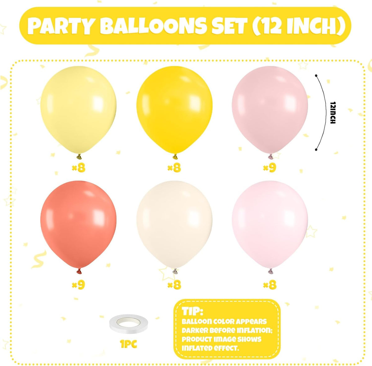 Pink and Yellow Balloon,50PCS 12 Inch Boho Pink Balloons Retro Orange Pastel Pink Yellow Nude