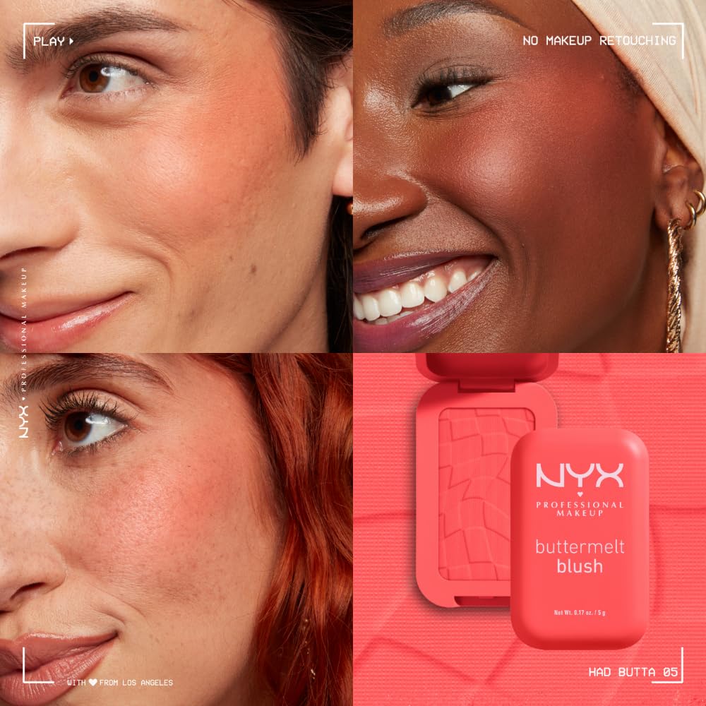 NYX PROFESSIONAL MAKEUP Buttermelt Powder Blush, Fade and Transfer-Resistant Blush, Up to 12HR Make
