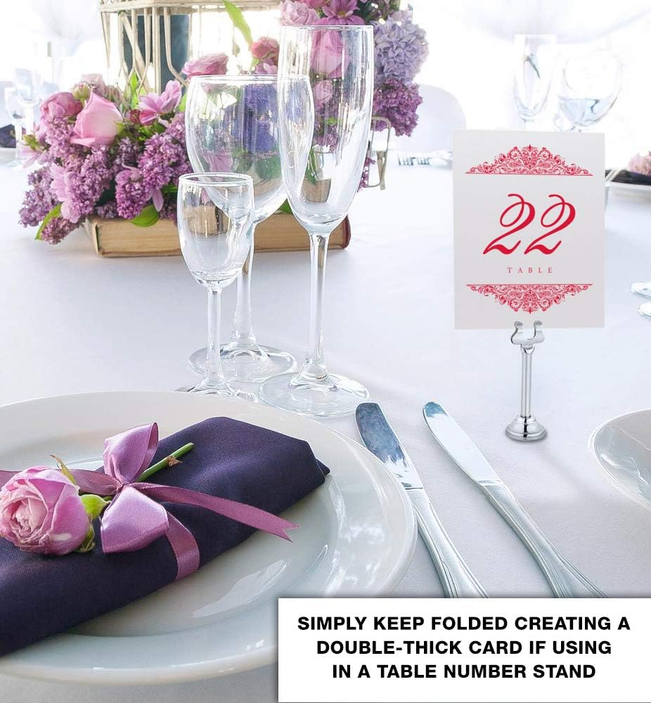 Paisley Wedding Table Numbers (Select Color/Quantity), Champagne, Ruby Red, 1-25, Double Sided