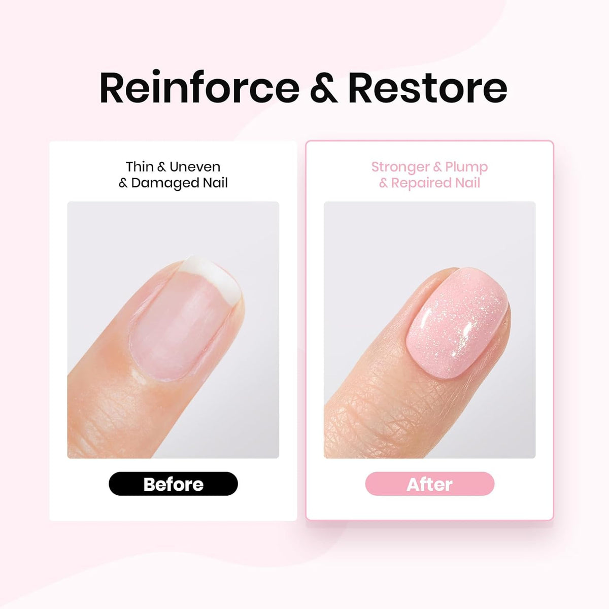 Beetles Rubber Base Color Gel Nail Polish Set 6 Colors Glitter Nude Pink Color Base 5 in 1 White