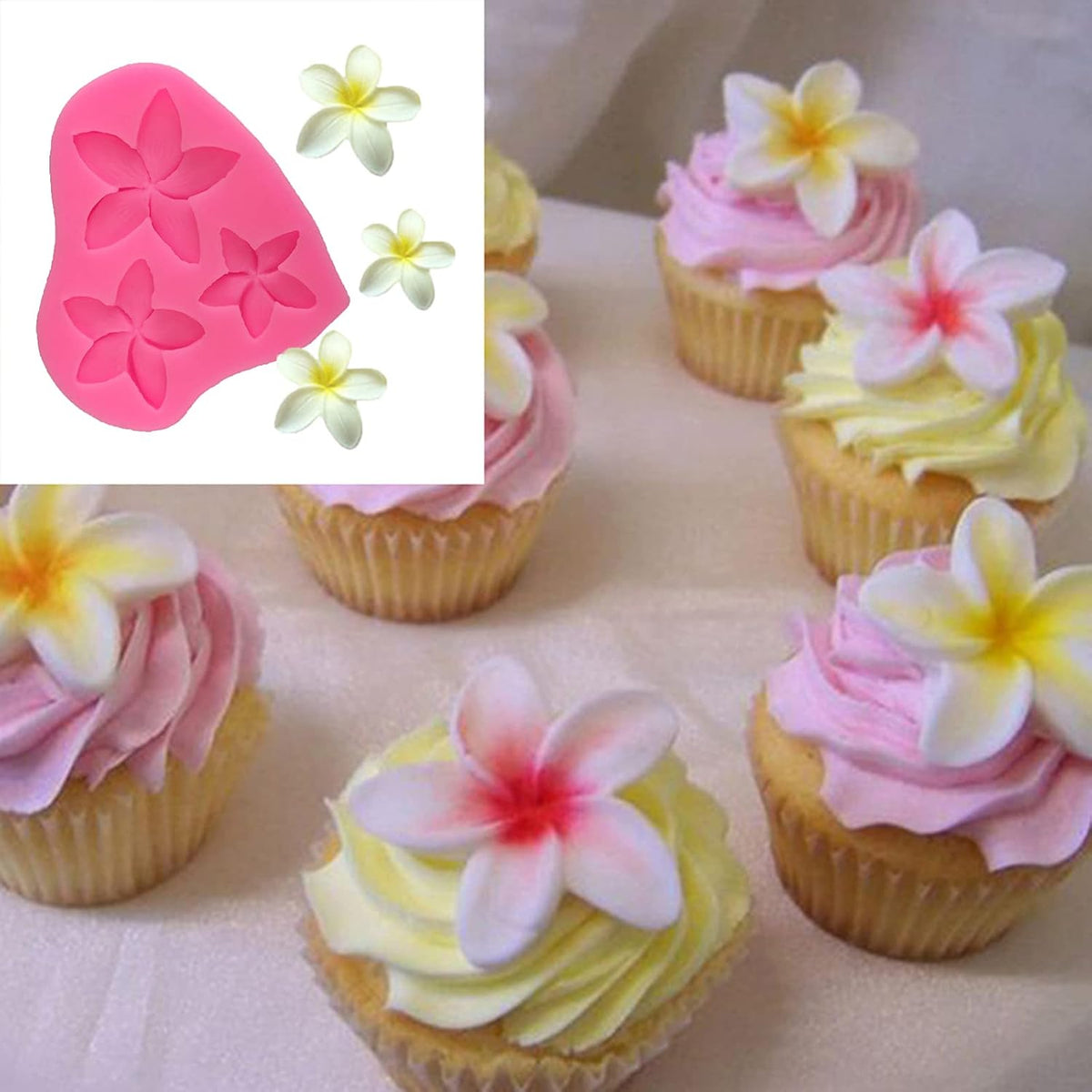 Frangipani Plumeria Flower Silicone Molds for Cake Decoration, Non Stick Fondant Mold for DIY
